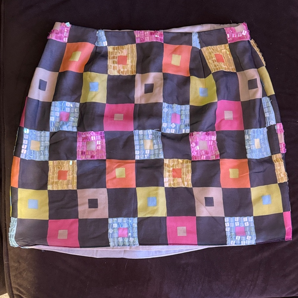 Laundry By Shelli Segal Multicolor Checkered Mini Skirt